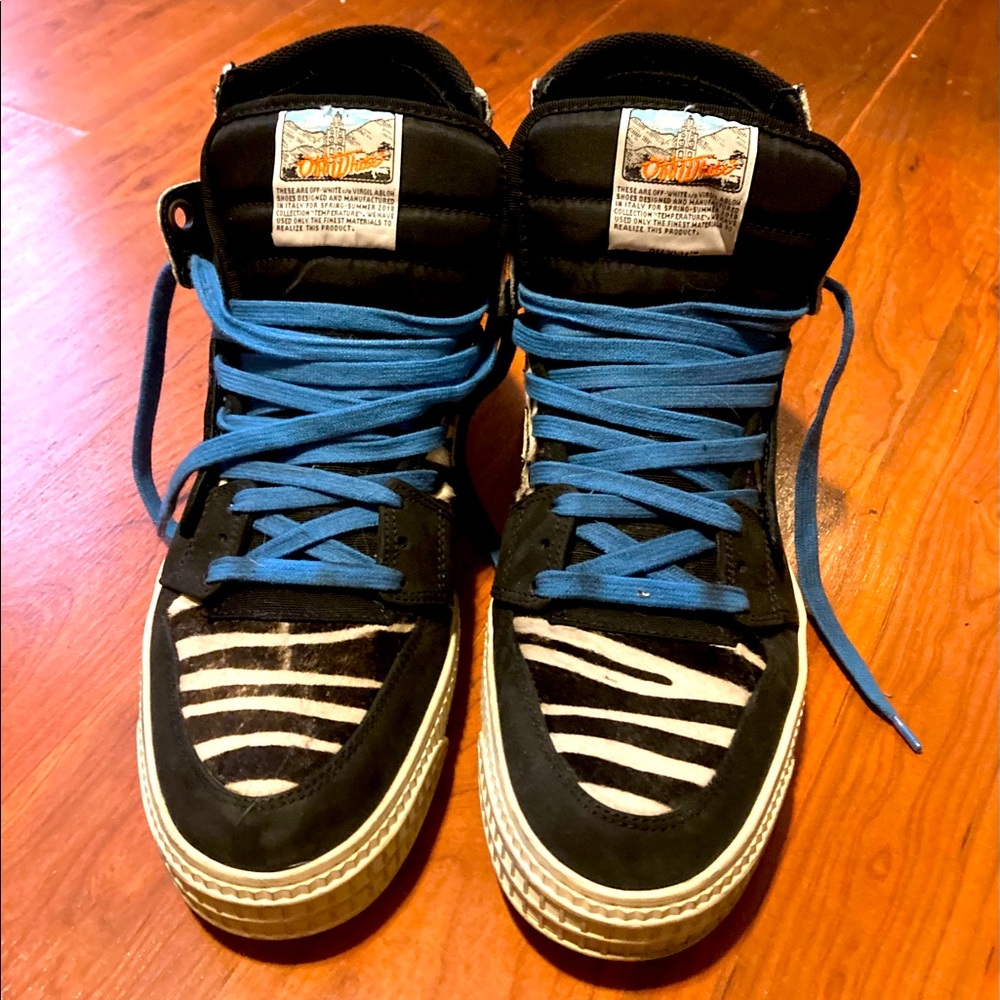 Off White off court 3.0 high black zebra FW19 sneakers. Made in Italy